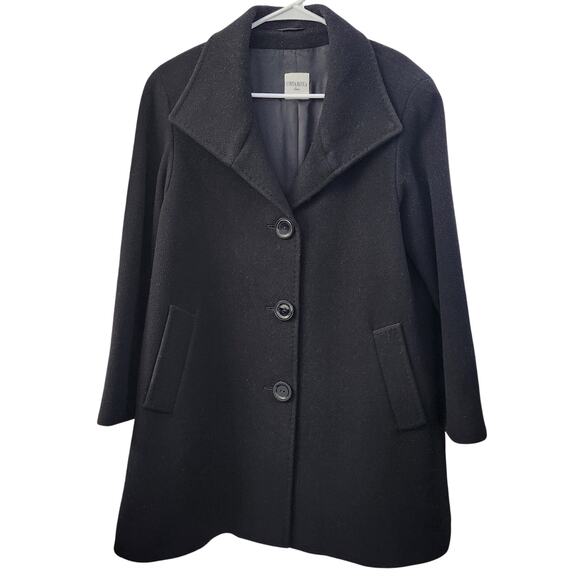 CINZIA ROCCA Cashmere Wool Blend Coat 8 Black Classic Quiet Luxury Office Fall - Picture 1 of 10